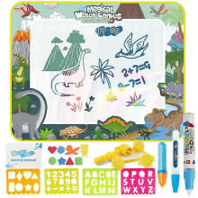 (Dinosaur) Magic Water Drawing Mat, Water Doodles Drawing Pad, Magic Painting Water Mat with Water Pen Tools Accessories for Kids 100 x 80 cm