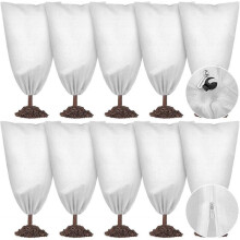 (M - 80 x 120cm, 10Pcs White) 10Pcs Frost Protection Bags For Plants, Plant Covers Freeze Protection with Drawstring and Zipper, Plant Protector Bag