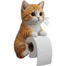 (E) Cat Paper Holder, Funny 3D Cats Paper Towel Holder, Cute Decorative Toilet Paper Holder Wall Mount for Bathroom Kitchen, Unique Cats Lover Gifts