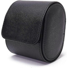 (Black) Watch Roll Travel Case, Single Watch Box Organiser for Men Portable Watch Display Holder PU Leather Watch Travel Case