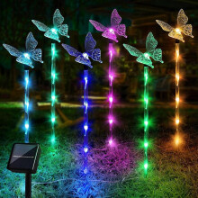 Set of 6 Waterproof Butterfly Solar Outdoor Lights, Outdoor Garden Lights, Solar Powered Pathway Lights for Patio, Lawn