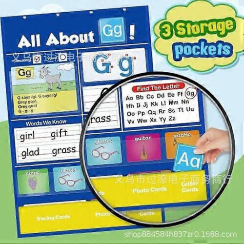 (1PCS)Alphabet Learning Pocket Chart, Standard Pocket Chart for Classroom, Sight Words Pocket Chart, Alphabets Pocket Chart Letter Learning Wall Chart 2
