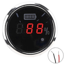 (As show, One size) 52Mm 2in Battery Digital Gauge Waterproof AntiFog Meter 12V with Smart Alarm for Ships Electric Vehi
