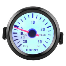 (As show, One size) Universal Boost Pointer Gauge Vacuum Pressure Meter 0?30PSI 12V Blue LED Dial 52mm Dia for Cars Motors