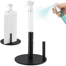 Paper Towel Holder with Spray Bottle, Stainless Steel Countertop Paper Towel Holder, One-Handed Operation Kitchen Paper Towels Holder with Non Slip We