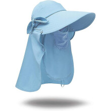 (As show, One size) Women Sun Cap Finshing Hats Upf+54 Detachable Face Mask Neck Flap Visor Wide Brim Sun Protection Hiking Hats