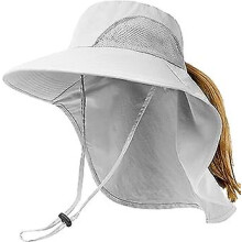 (As show, One size) Womens Mens Upf 50+ Hiking Fishing Hat Waterproof Nylon Wide Brim Hat With Large Neck Flap Sun Uv Protection Hats For Women