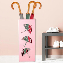 (Pink) Metal Umbrella Stand, Waterproof Umbrella Stand, Rustproof Umbrella Stand 42x16x16 cm for Entrance Corridor Office