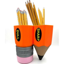 (Orange) Sharp-Dull Pencil Holder, Cute Pencil Shaped Pen Holder, Pencil Holders For Classroom, Pencil Pal Organizer Sharp and Dull