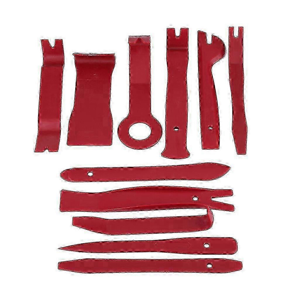(As Show, One Size) 11Pcs Car Interior Exterior Dash Moulding Trim Audio Door Panel Clip Removal Tools Red 4632480834040