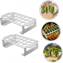 (2Pcs) Jalapeno Grill Rack, 18 Hole Jalapeno Grill Rack For Chili, Stainless Steel Barbecue Chili Peppers Grill Rack with Handle