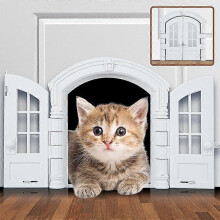 French Cat Door, Stylish No-Flap Cat Door Interior Door for Average-Sized Cats Up to 20 lbs, Easy DIY Setup Pet Doors, 7.13 x 8.32