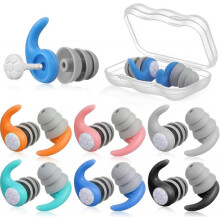 (L for Adults) Swimming Ear Plugs for Adults, 6 Pairs Waterproof Silicone Reusable Swim Earplugs for Surfing Diving Showering