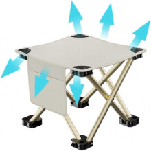 (XL 33x33x33cm,White)Camping Stool, Collapsible Camping Stool, Portable Folding Camping Chair, Adjustable Height Folding Camping Stool with Carry Bag