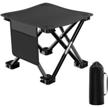 (L 28x28x23cm, Black) Camping Stool, Collapsible Camping Stool, Portable Folding Camping Chair, Adjustable Height Folding Camping Stool with Carry Bag