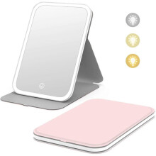 Travel Makeup Mirror, Portable LED Lighted Makeup Mirror, 360 Rotation Touch Screen Vanity Mirror