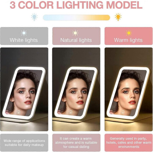 Travel Makeup Mirror, Portable LED Lighted Makeup Mirror, 360 Rotation Touch Screen Vanity Mirror 2