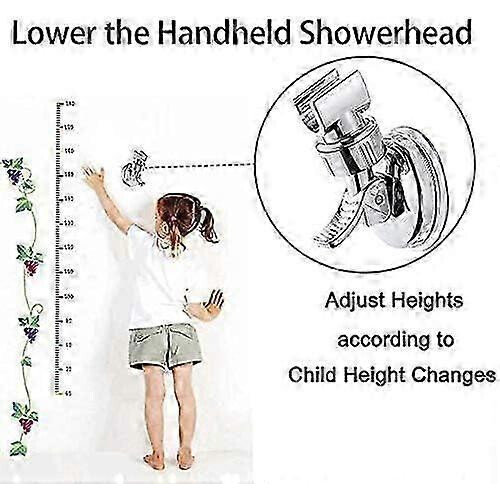 (As show, One size) Adjustable Shower Head Holder - Suction Cup Handheld Shower Bracket (Silver-1pcs) 2