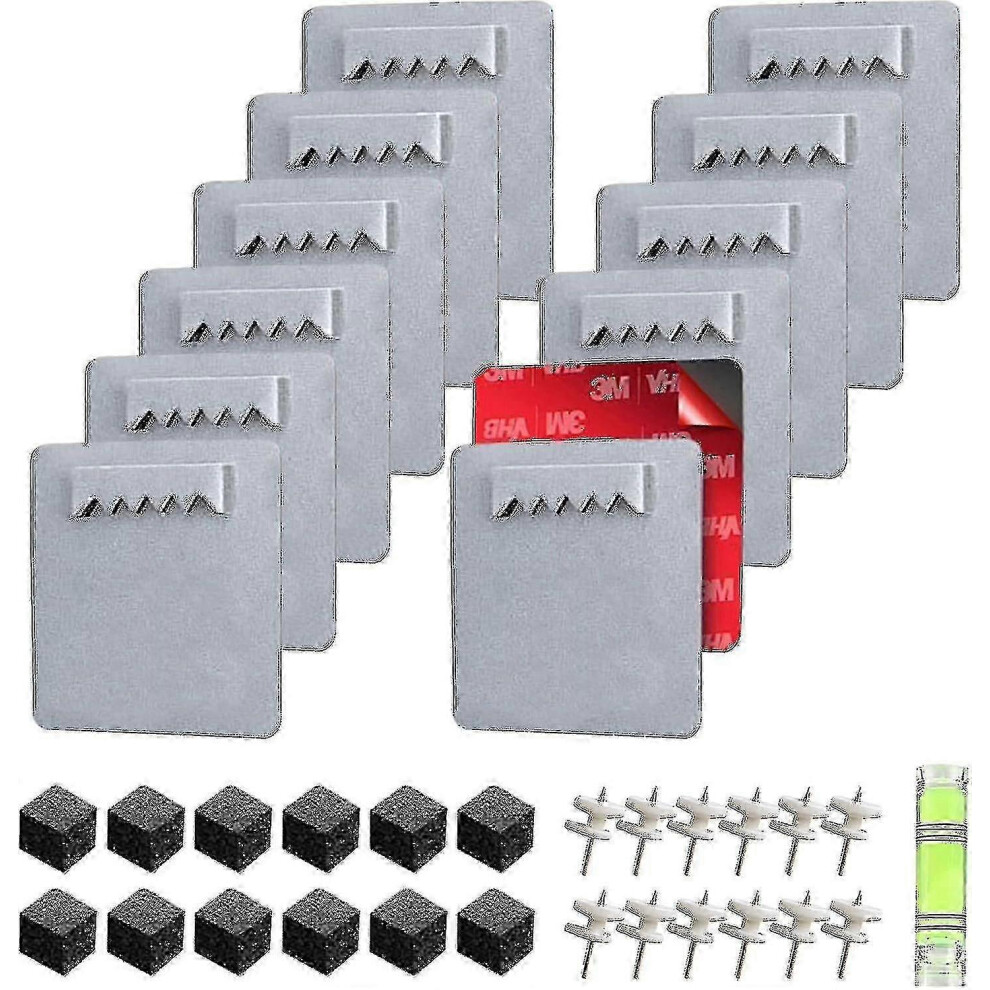 (As Show, One Size) 12 Pieces Adhesive Picture Hangers No Drilling Adhesive Picture Hangers Photo And Mirror Holders Adhesive Picture Hanger For Hangi 4632597853897