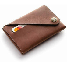 (As show, One size) Crazy Horse Leather Minimalist Wallet/Card Holder - Brown
