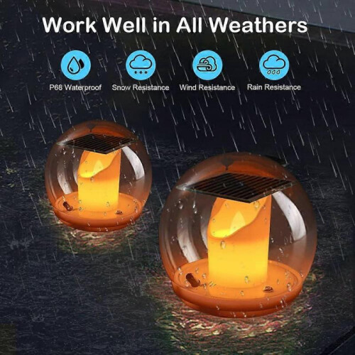 (2Pcs)Pond Lighting, Solar Floating LED Tea Light with Remote Control, 3 Modes Flame Light Solar Floating Pool Lighting 1