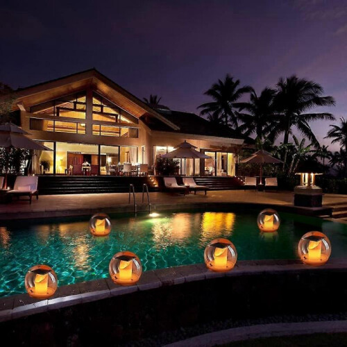 (2Pcs)Pond Lighting, Solar Floating LED Tea Light with Remote Control, 3 Modes Flame Light Solar Floating Pool Lighting 2