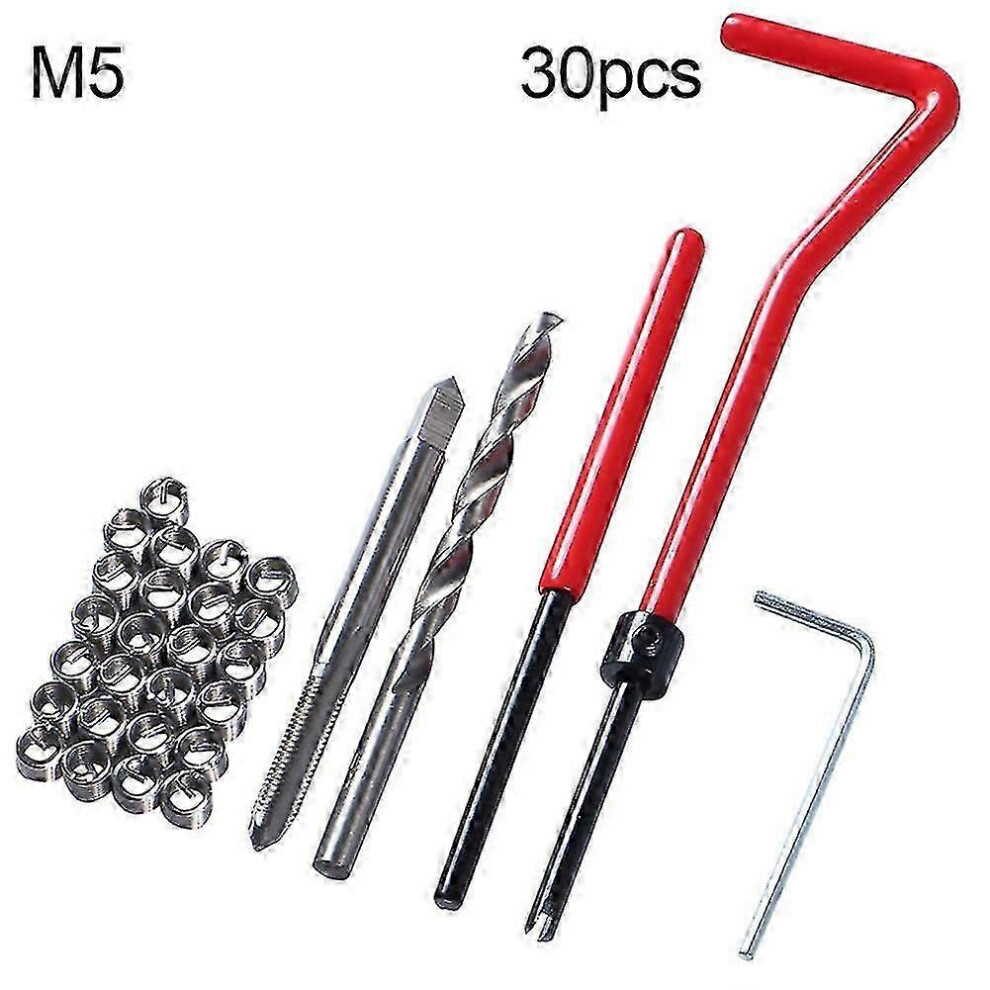 (M6, One Size) 30Pcs M5/M6/M8 Metric Thread Car Coil Drill Bit Repair Insert Tool For Helicoil 4632597838672