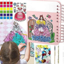 (Pink) Childhood Infinite Dream Hand-Painted, Pocket Watercolor Painting Book Set, 3D DIY Cartoon Dress-Up Coloring Watercoloring Book Set Poke Fun