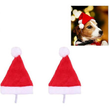 (2 Pcs, One size) Pet Christmas Hats Cat Santa Hats 5.5 Inch X7.8 Inch Pet Hats Dog Cat Pet Santa Hats for Cat Puppy Dog, Red Christmas Hats (2 Pcs)