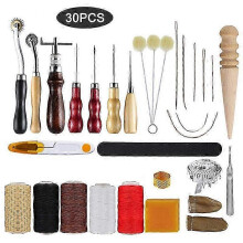 (As show, One size) Leather Tool Kit - 30pcs Basic Sewing Repair Tools for Leathercraft