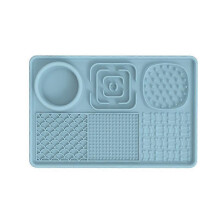 (Blue) Silicone Dog Lick Mat with Suction Cup, Food Grade Slow Feeder & Non-Slip Dog Lick Pad for Dog Treats, BPA Free