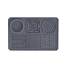 (Gray) Silicone Dog Lick Mat with Suction Cup, Food Grade Slow Feeder & Non-Slip Dog Lick Pad for Dog Treats, BPA Free