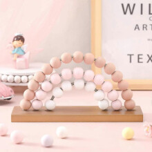 Cute Pink Wooden Rainbow Girls Room Decoration, 8.66 x 5 Inch Boho Standability Pastel Kids Nursery Playroom Kids Bedroom Dcor