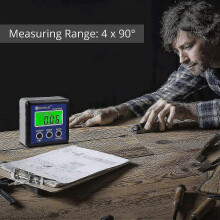 (As show, One size) Waterproof LCD Digital Angle Gauge and Protractor - Digital Goniometers Case Chamfer Inclinometer for Car Work