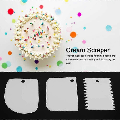 (As show, One size) 3Pcs Cake Scraper and Dough Spatula Set - Plastic Pastry Horn Dough Scraper 1