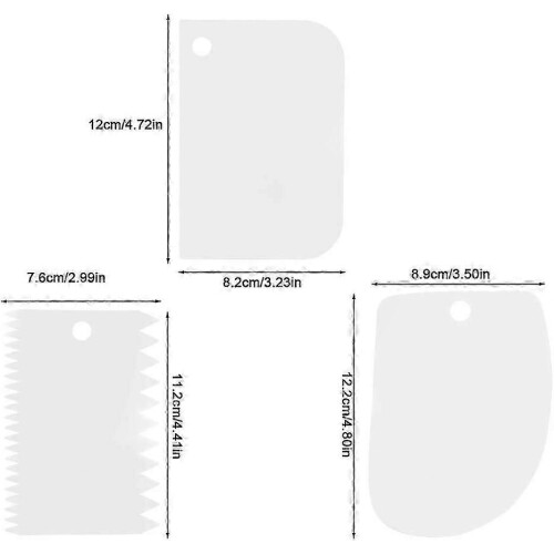(As show, One size) 3Pcs Cake Scraper and Dough Spatula Set - Plastic Pastry Horn Dough Scraper 2