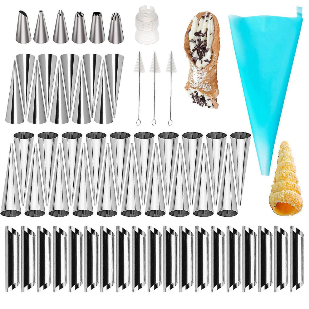 (As Show, One Size) 61Pcs Cream Horn Mold, Cannoli Forms Tubes Kit, Tubular Shaped Baking Molds For Danish Pastry Lady Lock Form Cream Roll Croissant 4633127182746
