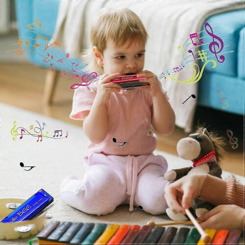 (As show, One size) Harmonica Set - 2 Pieces in C Major 10 Hole Diatonic for Beginners 2