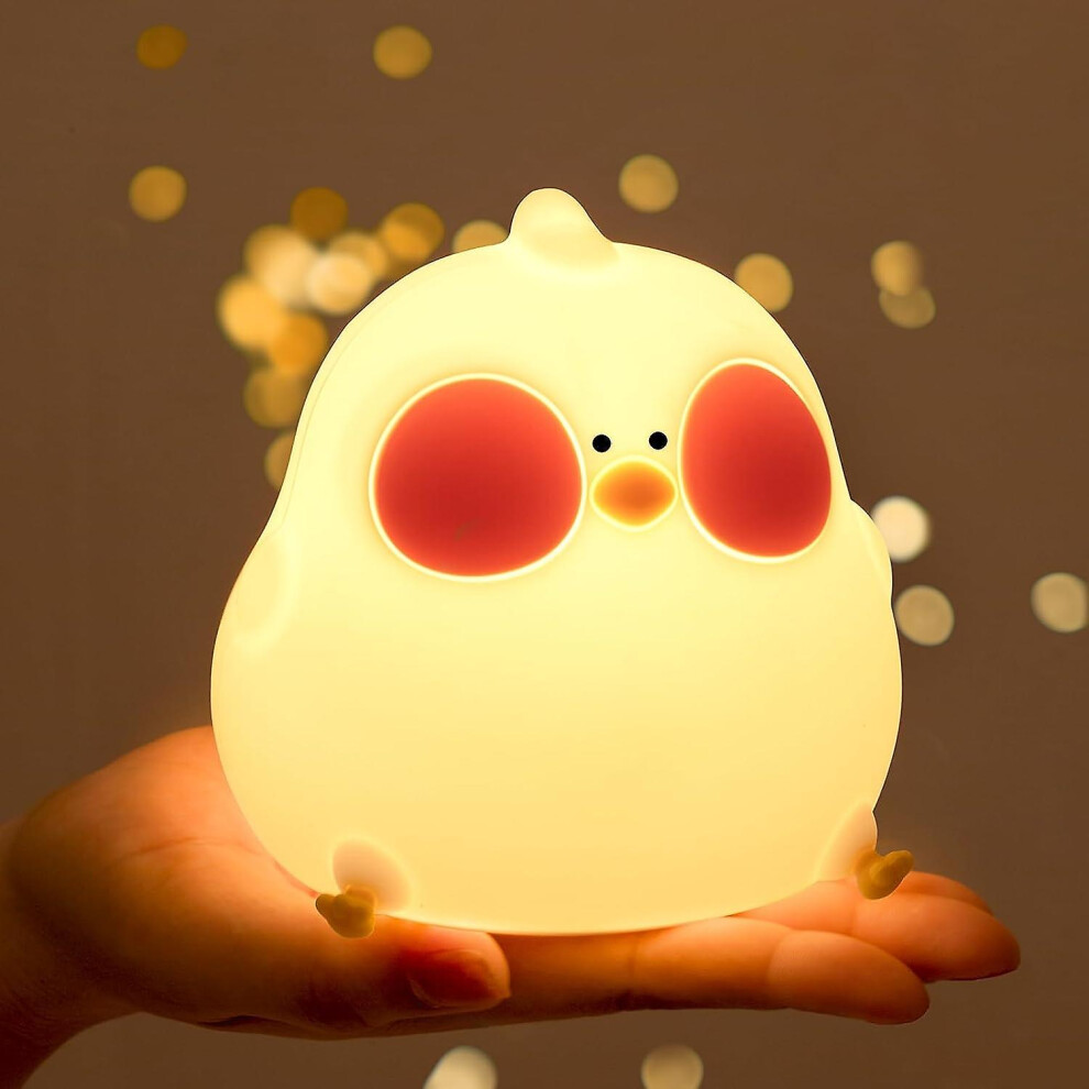 (As Show, One Size) Cute Kids Night Led Squishy Chick Night Lamp, Silicone Dimmable Nursery Night, Rechargeable Bedside Touch Lamp For Bre Light