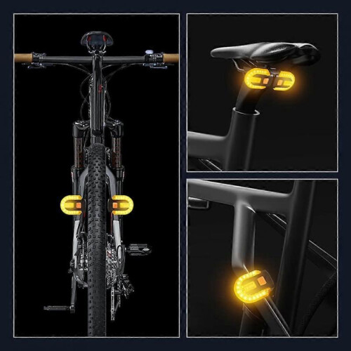 Bicycle Turn Signal Light with Wireless Remote, Two Lamp Split Rear Light with Indicator, USB Rechargeable 2
