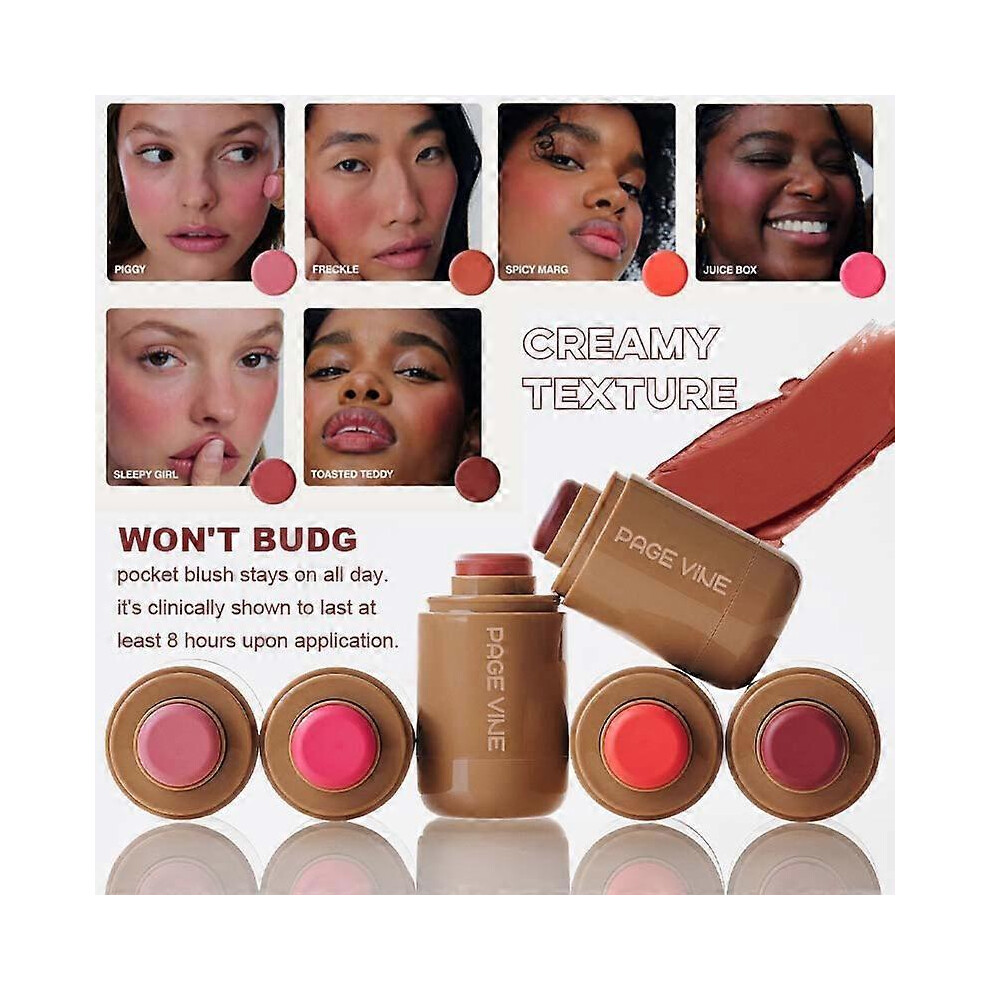 (02juice box, One size) Pocket Blush Stick 6 Colors Lip And Cheek Hydrating Stick Highlight Brightening Natural Hydrating Muscles (1pcs)
