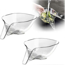 (2Pcs Transparent) Drain Basket Funnel for Kitchen Sink, Multifunctional Drainage Basket Drain Filter, Vegetable and Fruit Washing Drain Basket