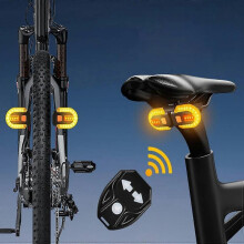 Bicycle Turn Signal Light with Wireless Remote, Two Lamp Split Rear Light with Indicator, USB Rechargeable