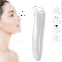 (White) Keratin Remover, Blackhead Remover Pore Vacuum, Electric Face Vacuum Pore Cleaner Acne White Heads Removal with 3 Modes and 4 Suction Heads