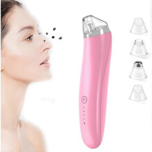 (Pink) Keratin Remover, Blackhead Remover Pore Vacuum, Electric Face Vacuum Pore Cleaner Acne White Heads Removal with 3 Modes and 4 Suction Heads