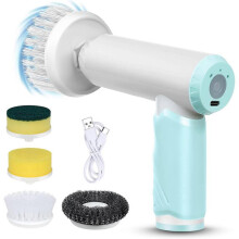 Cordless Electric Cleaning Brush, Electric Spin Scrubber with 4 Brush Heads, IPX7 Waterproof Bathroom Shower Cleaning Brush