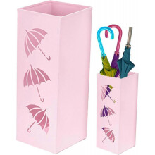 (Pink) Metal Umbrella Holder, Square Umbrella Stand Rack for Entryway Freestanding Square Umbrella Holder Umbrella Rack Stand