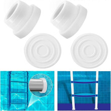 4Pcs Pool Ladder Bumpers for Inground Pool, White Rubber Inground Pool Ladder Caps Fits 1.90 Swimming Pool Ladder