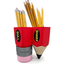 (Red) Sharp-Dull Pencil Holder, Cute Pencil Shaped Pen Holder, Pencil Holders For Classroom, Pencil Pal Organizer Sharp and Dull