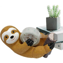 Cartoon Animal Desktop Tape Dispenser, Adhesive Roll Holder, Cute Sloth Tape Dispenser with Non-Slip Base, Resin Tape Cutter Tool